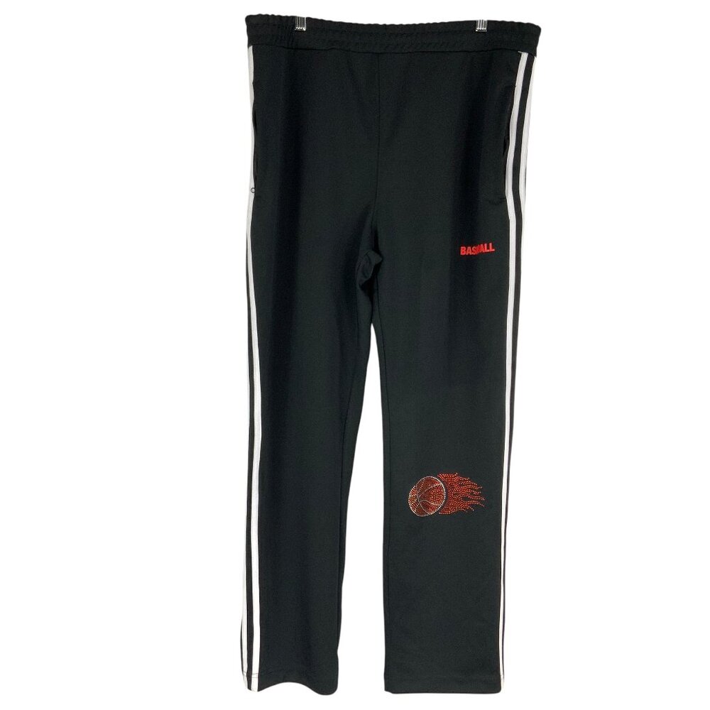 Basketball Skateboards Black Side White Striped Elastic waist Sweatpants Size L